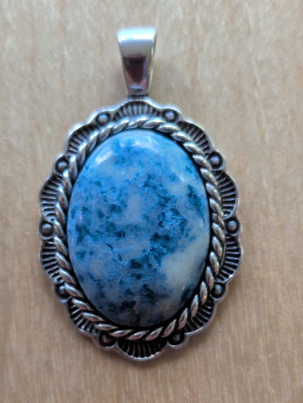 Carolyn Pollack Sterling Silver Denim Lapis Oval Pendant Necklace - Picture 5 of 5